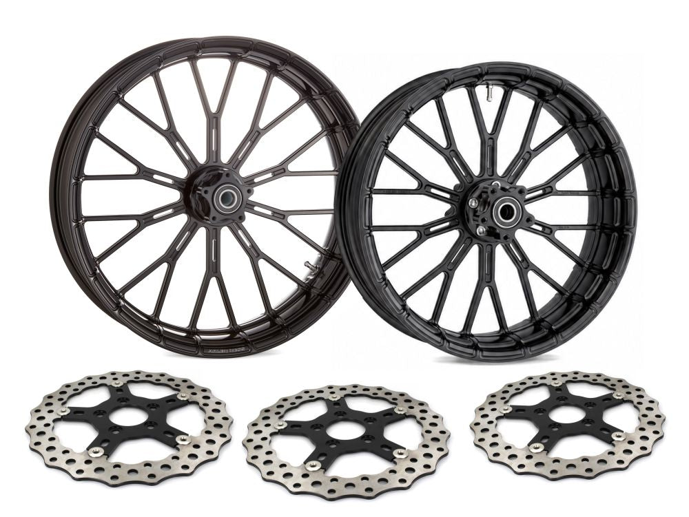 19in. x 3.25in. & 18in. x 5.5in. Y-Spoke Complete Wheel Set - Black. Fits Low Rider S 2020up & Low Rider ST 2022up