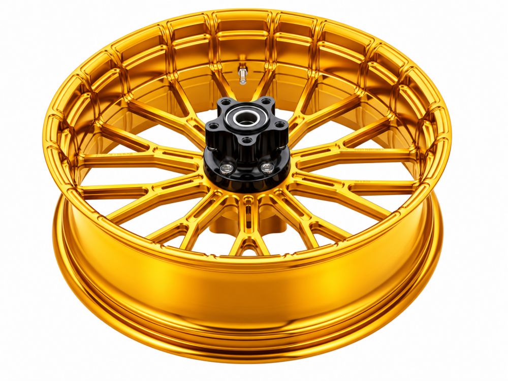 19in. x 3.25in. & 18in. x 5.5in. Y-Spoke Complete Wheel Set - Gold. Fits Low Rider S 2020up & Low Rider ST 2022up