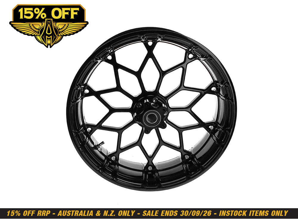 18in. x 5.5in. Fat Factory Prodigy Replica Wheel - Gloss Black. Fits most Touring 2008-2023 & Road King Special 2020up