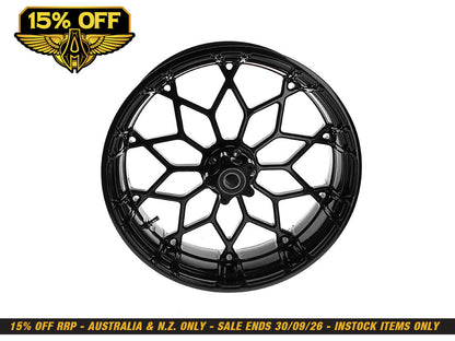 18in. x 5.5in. Fat Factory Prodigy Replica Wheel - Gloss Black. Fits most Touring 2008-2023 & Road King Special 2020up