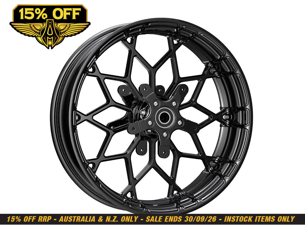 18in. x 5.5in. Fat Factory Prodigy Replica Wheel - Gloss Black. Fits most Touring 2008-2023 & Road King Special 2020up