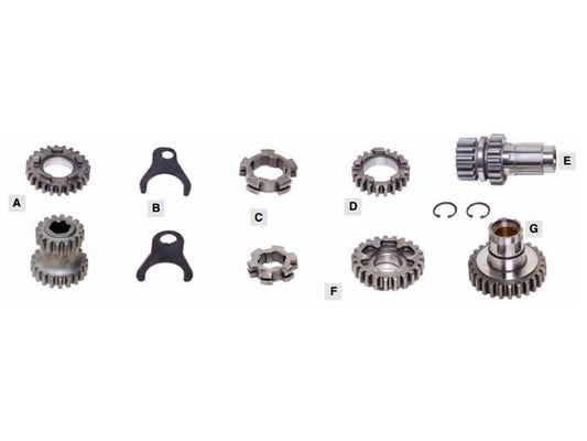 2.60/1.23 Transmission Gear Kit. Fits 4Spd Big Twin 1936-1976