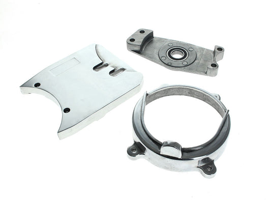 Complete Equalizer Motor Plate Kit - Polished Alloy. Fits Big Twin 4Spd Big Twin 1970-1984 with Rear Chain Drive