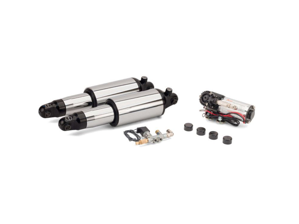 Adjustable Rear Air Shock Absorbers - Chrome. Fits Touring 2009up.