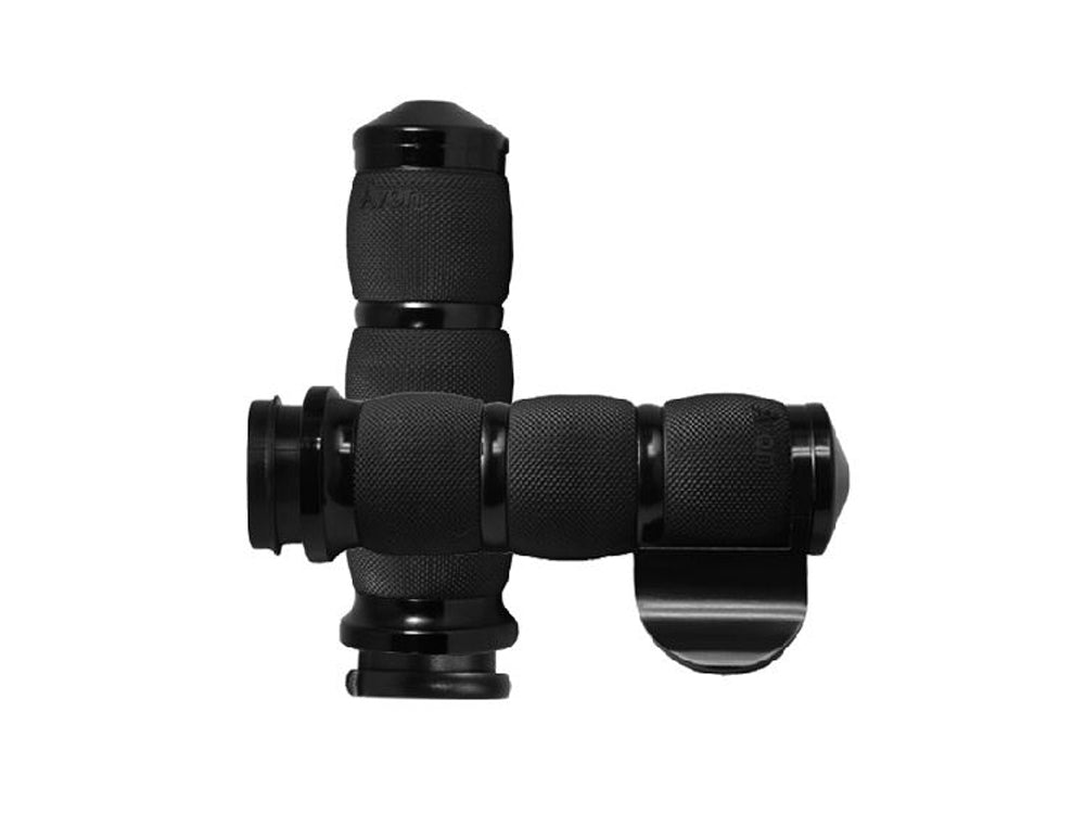 Air Cushion Handgrips with Throttle Boss - Black. Fits Big Twin 2008-2024 with Throttle-by-Wire