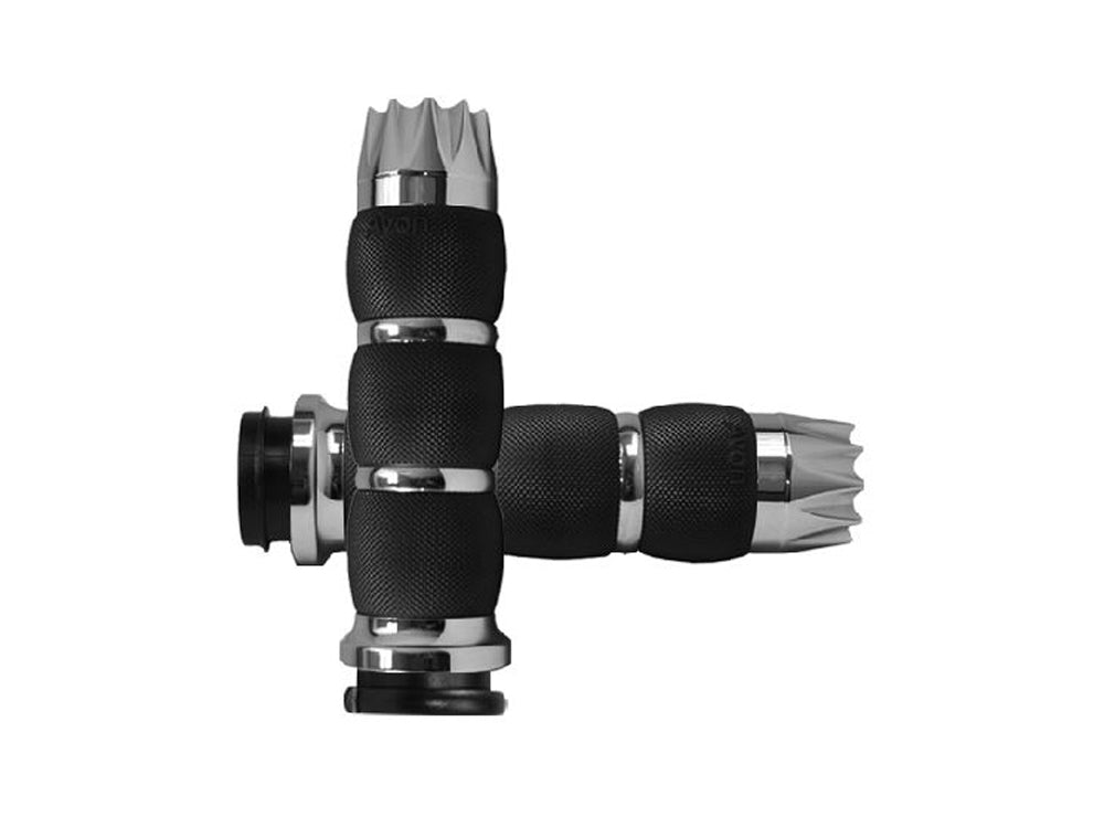 Excalibur Air Cushion Handgrips - Chrome. Fits Big Twin 2008-2024 with Throttle-by-Wire