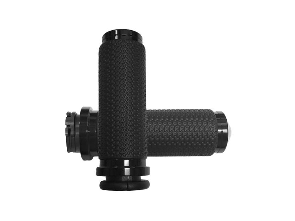 Large Memory Foam Handgrips - Black. Fits H-D with Throttle Cable.