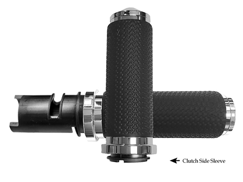 Large Memory Foam Handgrips - Chrome. Fits CVO Touring 2023up, Street Glide & Road Glide 2024up, Touring 2025up & Softail 2025up
