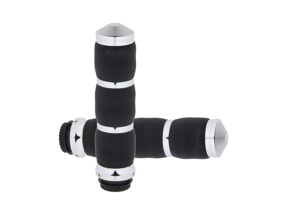 Heated Air Cushion Handgrips - Chrome. Fits Various Metric Models.