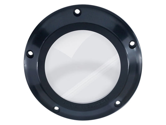 Scorpion Series Clear Derby Cover - Black. Fits Softail 2007-2018, Dyna 2007-2017 & Touring 2007-2015.