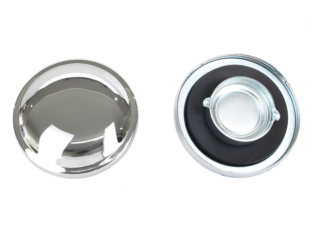 Plain Style Fuel Caps - Chrome. Fits Big Twin & Sportster 1974-1981.