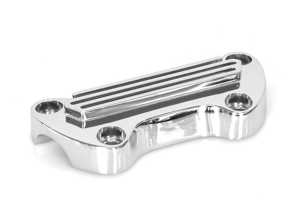 Finned Handlebar Top Clamp - Chrome. Fits HD Big Twin 1974up & Sportster 1974-2021.