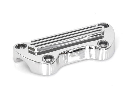 Finned Handlebar Top Clamp - Chrome. Fits HD Big Twin 1974up & Sportster 1974-2021.