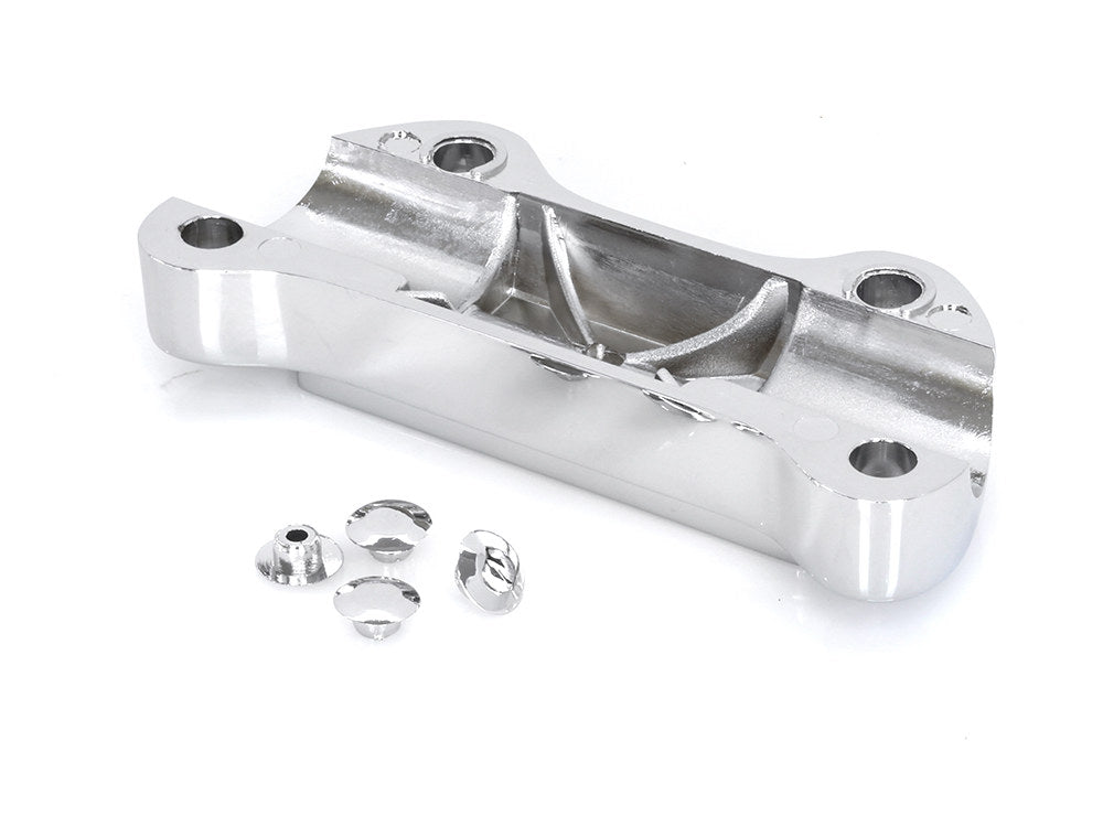 Finned Handlebar Top Clamp - Chrome. Fits HD Big Twin 1974up & Sportster 1974-2021.