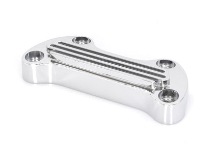 Finned Handlebar Top Clamp - Chrome. Fits HD Big Twin 1974up & Sportster 1974-2021.