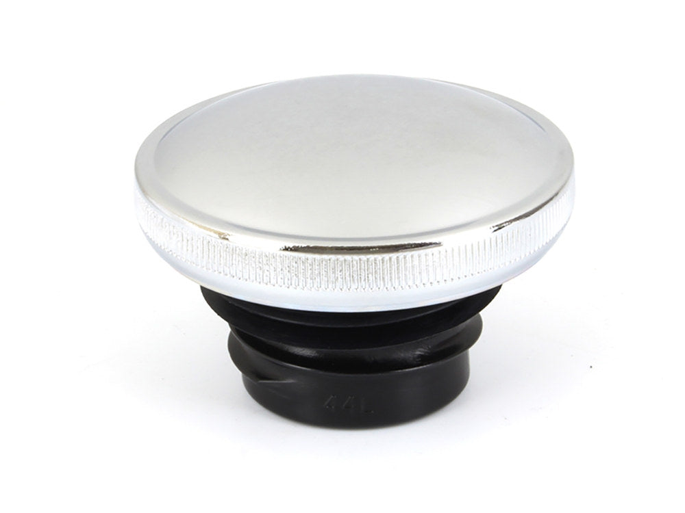 Left Hand Non-Vented Screw-In Fuel Cap - Chrome. Fits H-D 1982-1995.