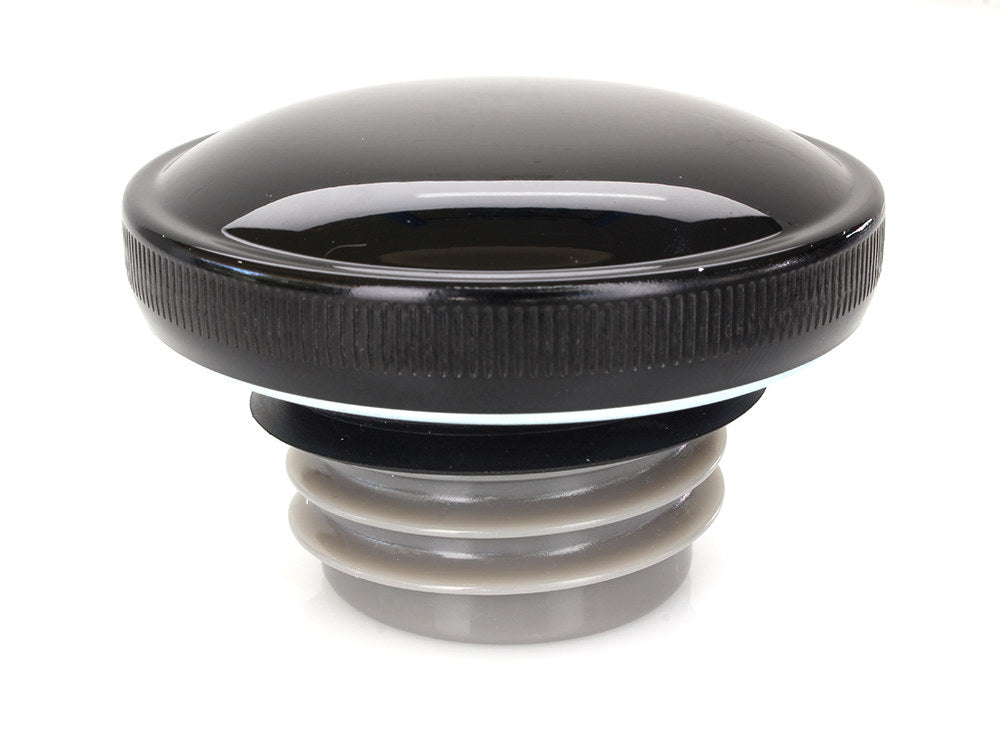 Right Hand Vented Screw-In Fuel Cap - Gloss Black. Fits H-D Big Twin 1996up & Sportster 1996-2021.