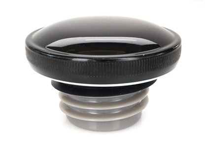 Right Hand Vented Screw-In Fuel Cap - Gloss Black. Fits H-D Big Twin 1996up & Sportster 1996-2021.