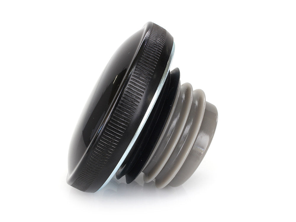 Right Hand Vented Screw-In Fuel Cap - Gloss Black. Fits H-D Big Twin 1996up & Sportster 1996-2021.