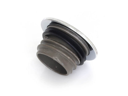 Low Profile Right Hand Vented Screw-In Fuel Cap - Chrome. Fits H-D Big Twin 1996up and Sportster 1996-2021.