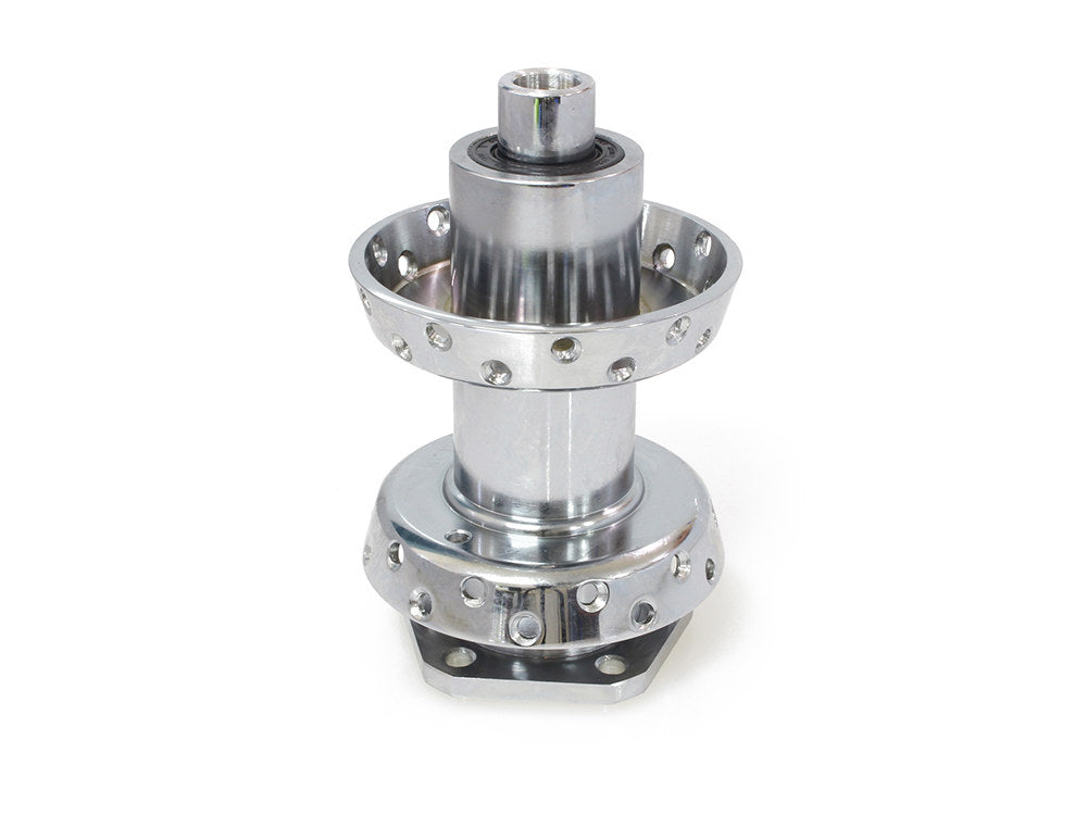 Front Wheel Hub - Chrome. Fits Softail 1984-1999, FXWG 1984-1986 & Dyna Wide Glide 1993-1999 Models.