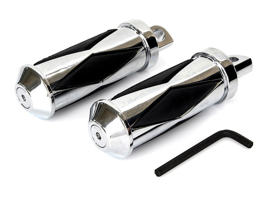 Large Diamond Style Footpegs with Male Mount - Chrome.