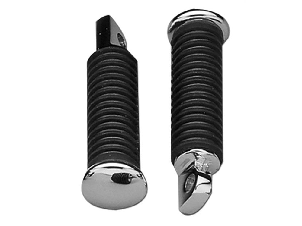 Footpegs with Black Rubber & Male Mount - Chrome.