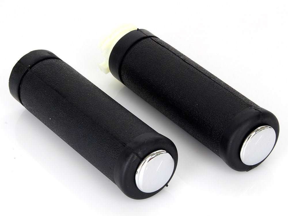 OEM Style Handgrips wth Black Rubber - Chrome End Plug. Fits H-D Models with Throttle Cable.