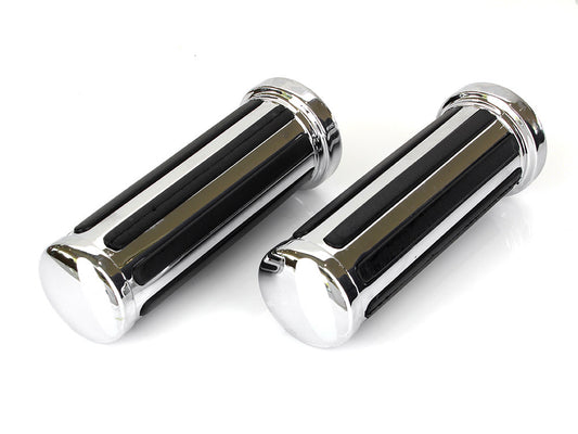 Rail Style Handgrips - Chrome. Fits H-D with Throttle Cable.