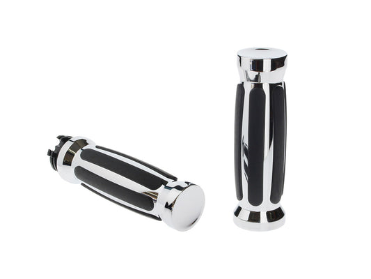 Barrel Style Handgrips - Chrome. Fits H-D with Throttle Cable.