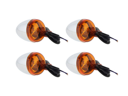 Bullet Turn Signal Kit with Amber Lens - Chrome. Fits Softail 2000-2017, Dyna 1991-2017 & Sportster 1990-2003.
