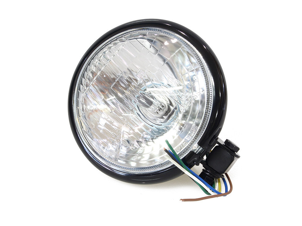 5-3/4in. Batz Style Headlight with Bottom Mount - Black.