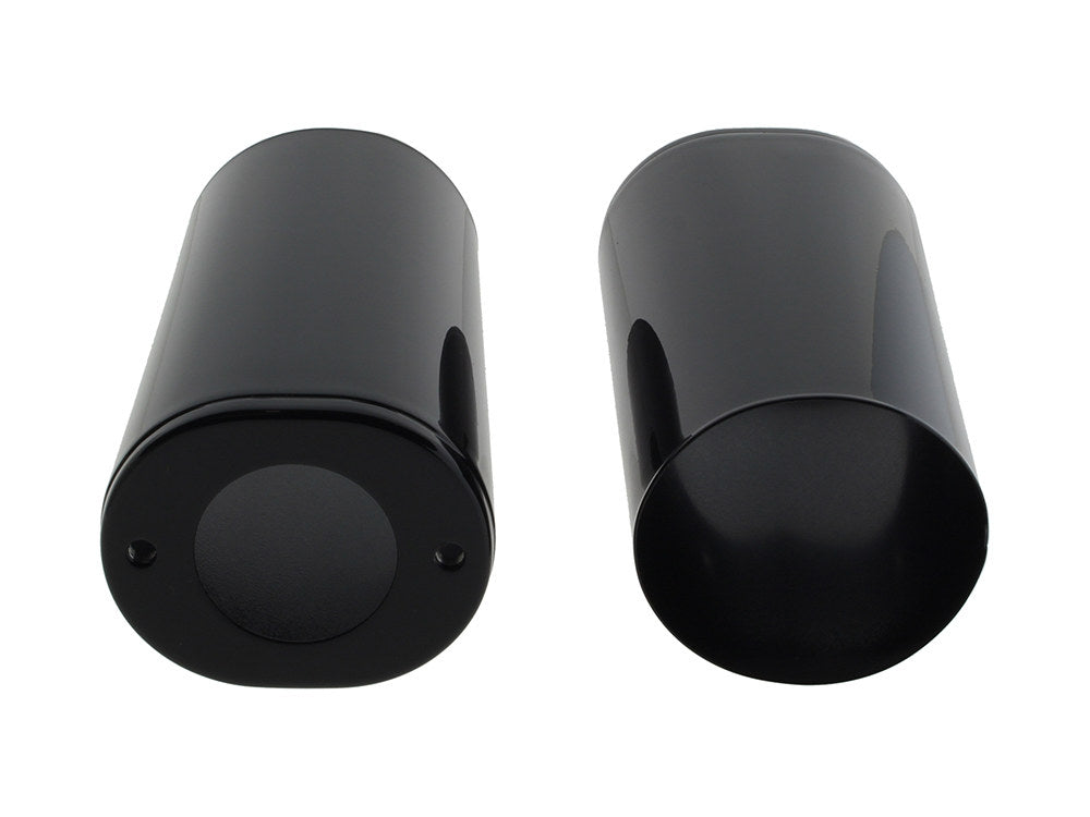 Standard Length Slider Covers - Gloss Black. Fits FL Softail 1986-2017, Touring 1980-2013 & 4Spd FL 1948-1984.