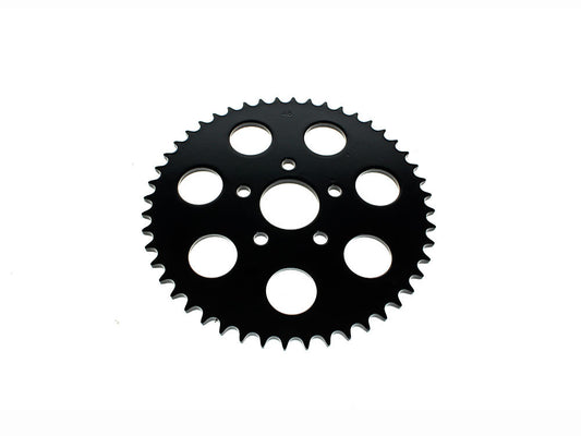 48 Tooth, Flat Steel Rear Chain Sprocket - Gloss Black. Fits Big Twin 1973-1999 & Sportster 1979-1999.