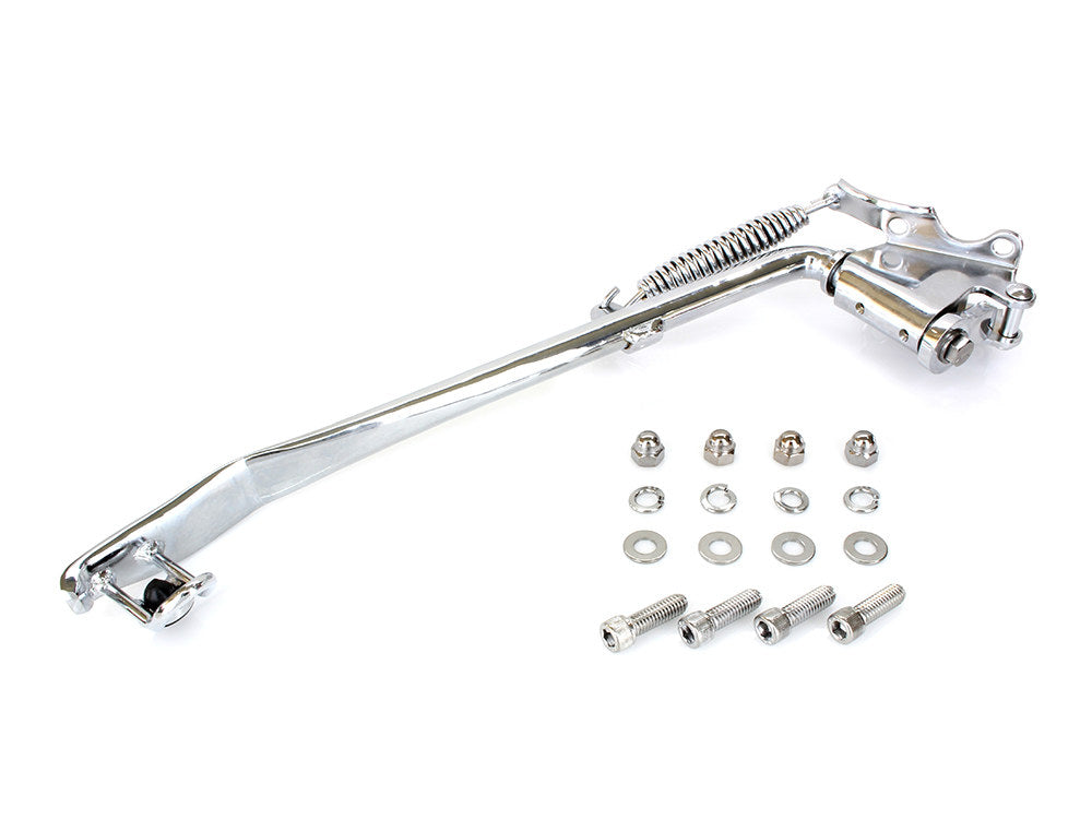 Jiffy Stand Kit - Chrome. Fits Softail 1989-2006 & Retro-Fits 4Spd Big Twin 1936-1986