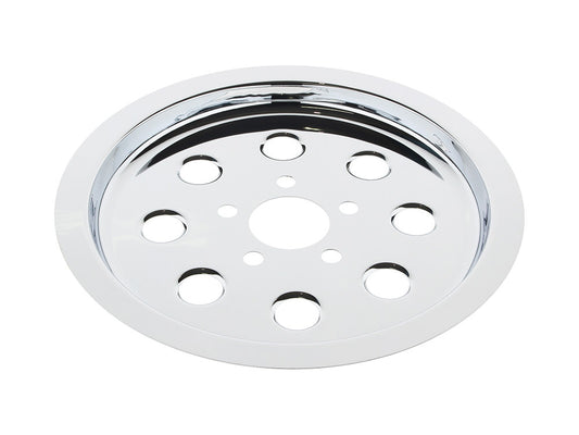 Rear Pulley Cover - Chrome. Fits Big Twin 1994-1999 with 65 Tooth Pulley.
