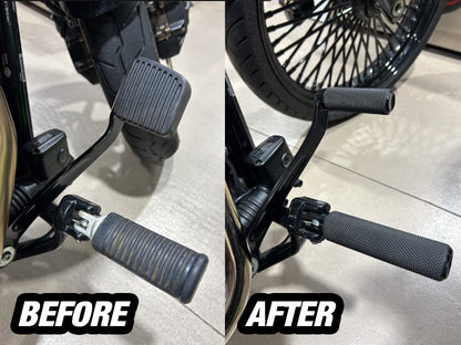 Brake Arm - Black. Fits Softail 2018up with Stock Style Forward Controls. Accepts Traditional HD Style Shift Peg.