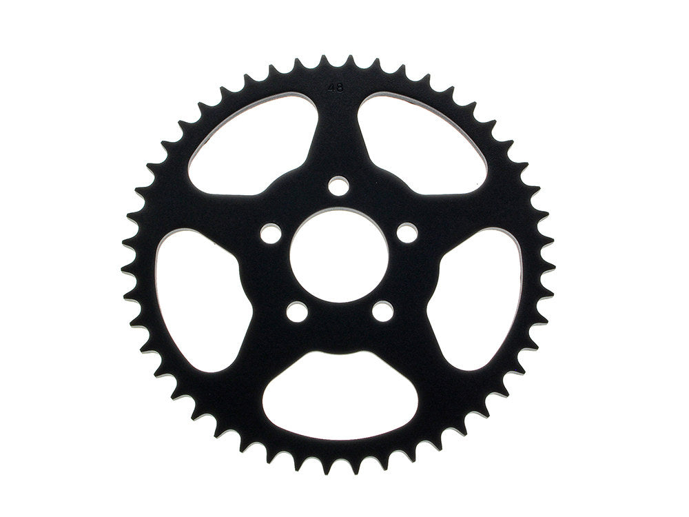 48 Tooth, Flat Steel Rear Chain Sprocket - Black. Fits Big Twin 2000up & Sportster 2000-2021.