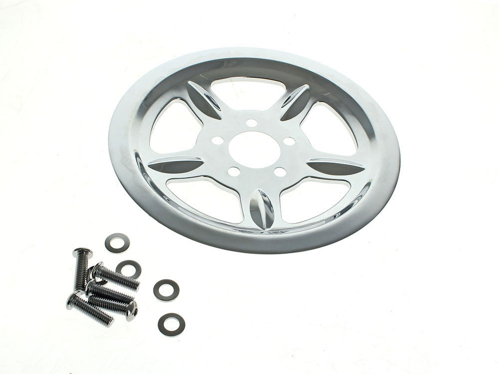 Rear Pulley Cover - Chrome. Fits Sportster 2004-2021 with 68 Tooth Pulley
