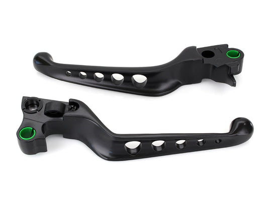5 Hole Hand Levers - Black. Fits Softail 1996-2014, Dyna 1996-2017, Touring 1996-2007 & Sportster 1996-2003.