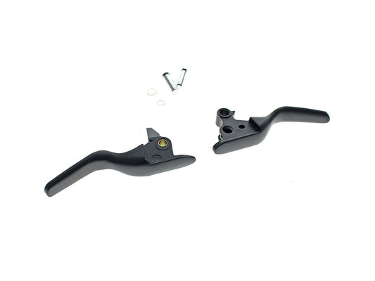 Smooth Shorty Hand Levers - Black. Fits Softail 2015-2024