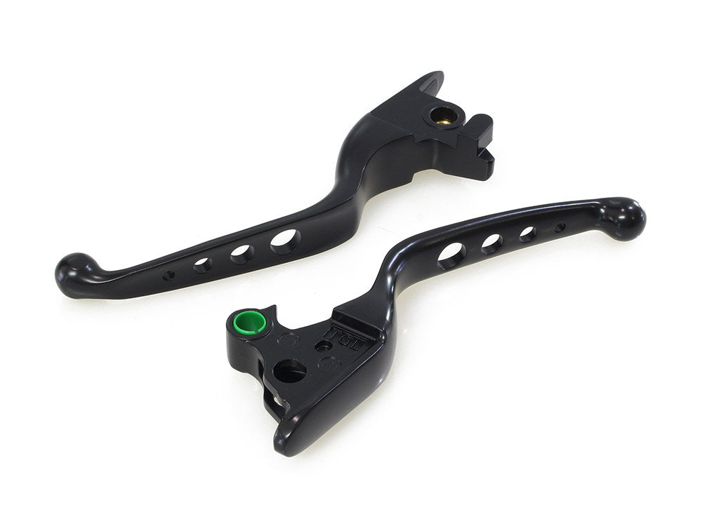 4 Hole Hand Levers - Black. Fits Softail 2018-2024