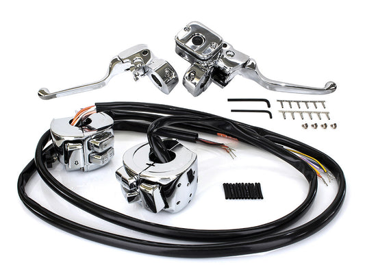 Handlebar Control Kit - Chrome. Fits Big Twin & Sportster 1996-2006 Models with Front Single Disc Rotor.