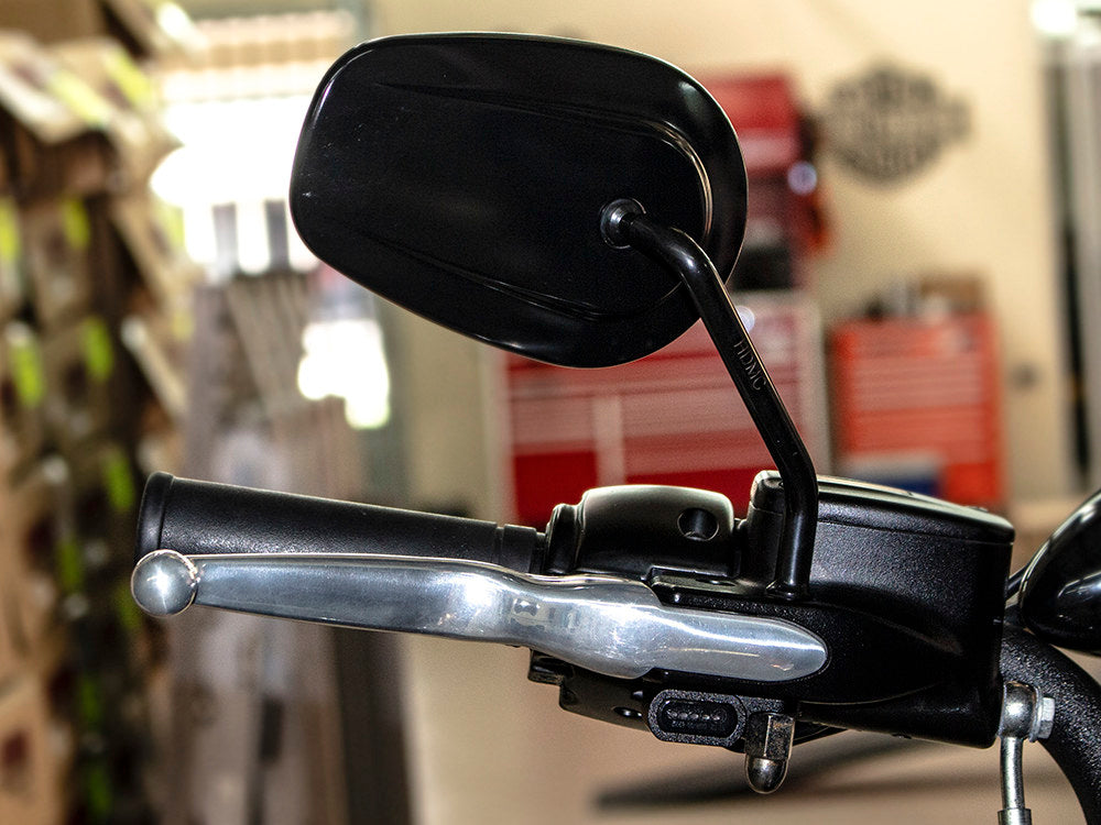Under Perch Turn Signals - Black. Fits Softail 1984-2014, Dyna 1991-2017 & Sportster 1982-2003.