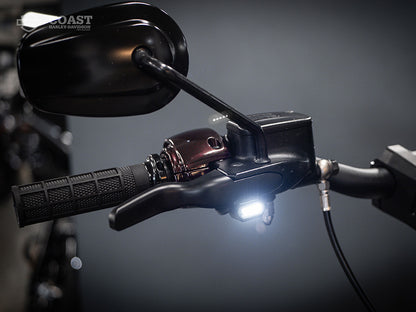 Under Perch Turn Signals with Daytime Running Lights - Black. Fits Softail 2015-2024 & Touring 2009-2023 Models with Cable Clutch.
