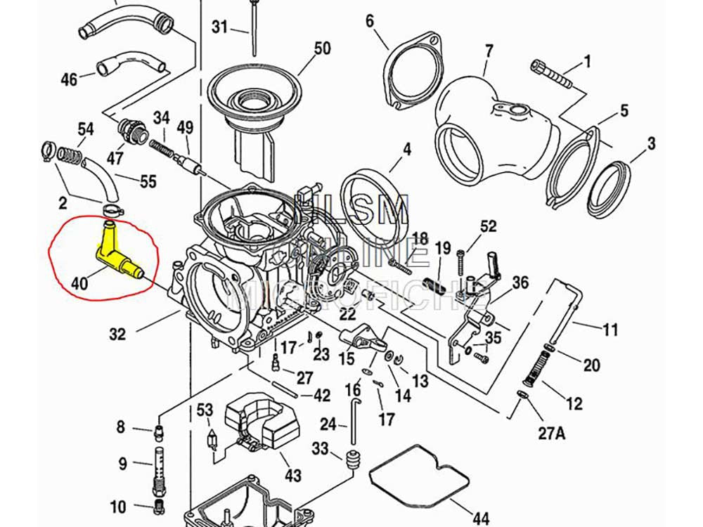 Fuel Inlet - Brass. Fits Big Twin & Sportster 1976-2006 with Keihin & CV Carburettor.