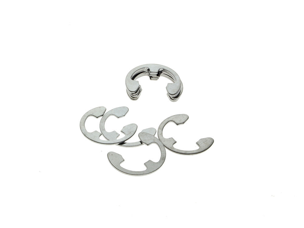 Rear Axle E-Clip Retainer - Pack of 10. Fits Softail 2008up, Touring 2014up, Dyna 2008-2017, Sportster 2008-2021, Pan America 2022up, Sportster S 2021up & Nightster 975 2002up