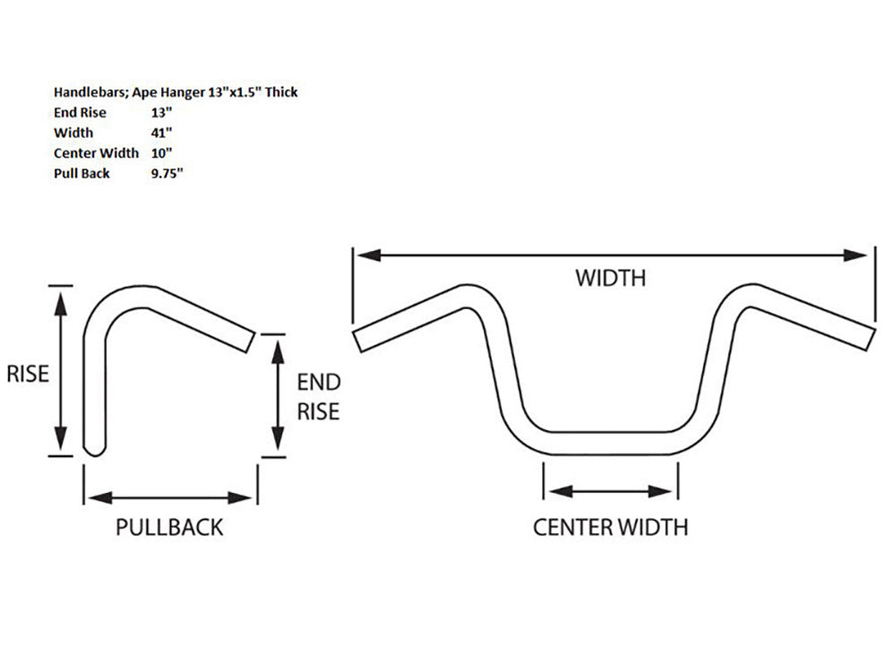 13in. x 1-1/2in. Ape Hanger Handlebar - Black.