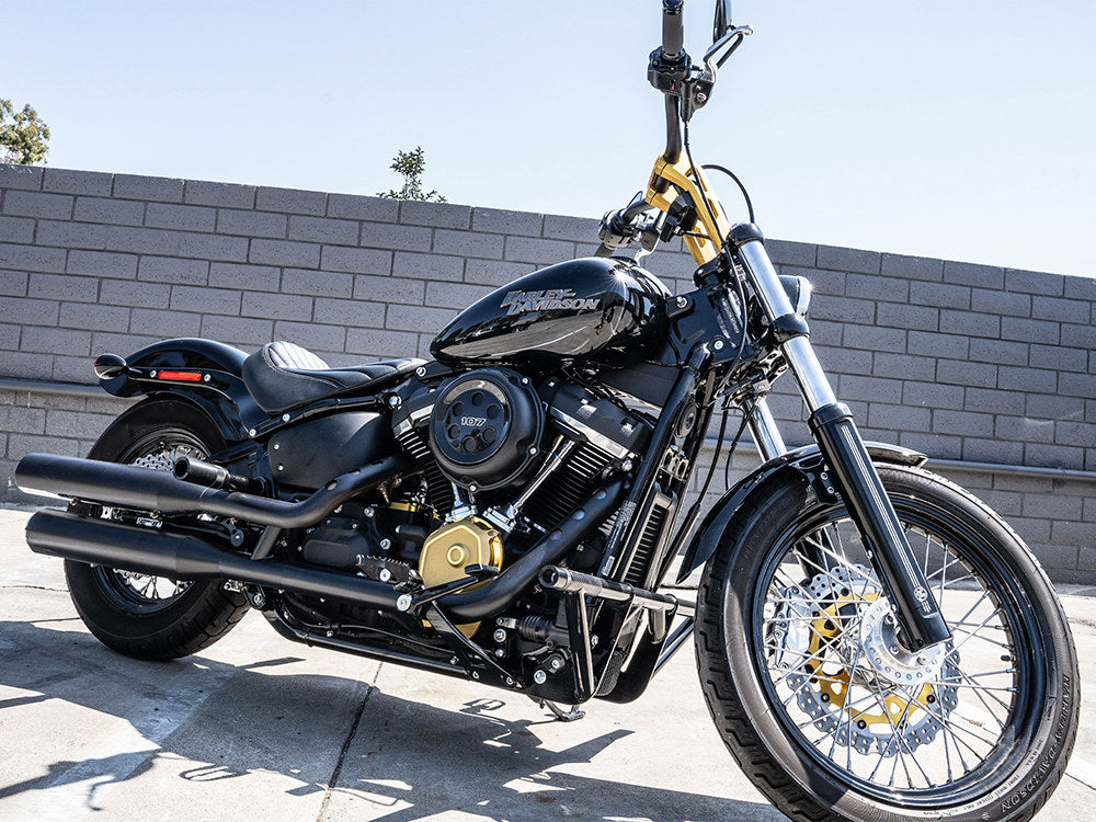 Front & Rear Brawler Crash Bar Kit - Black. Fits Softail 2018-2024 With Mid Mounts