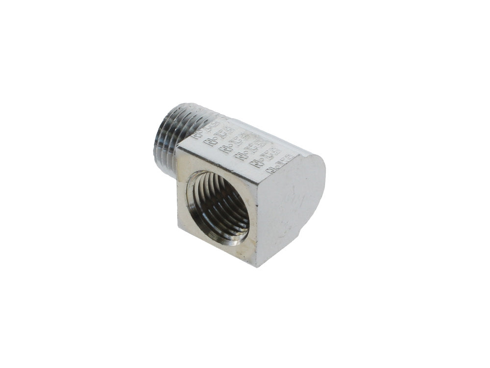 90 degree Elbow Oil Fitting with 1/8in. NPT Male Thread & 1/8in. NPT Female Thread.